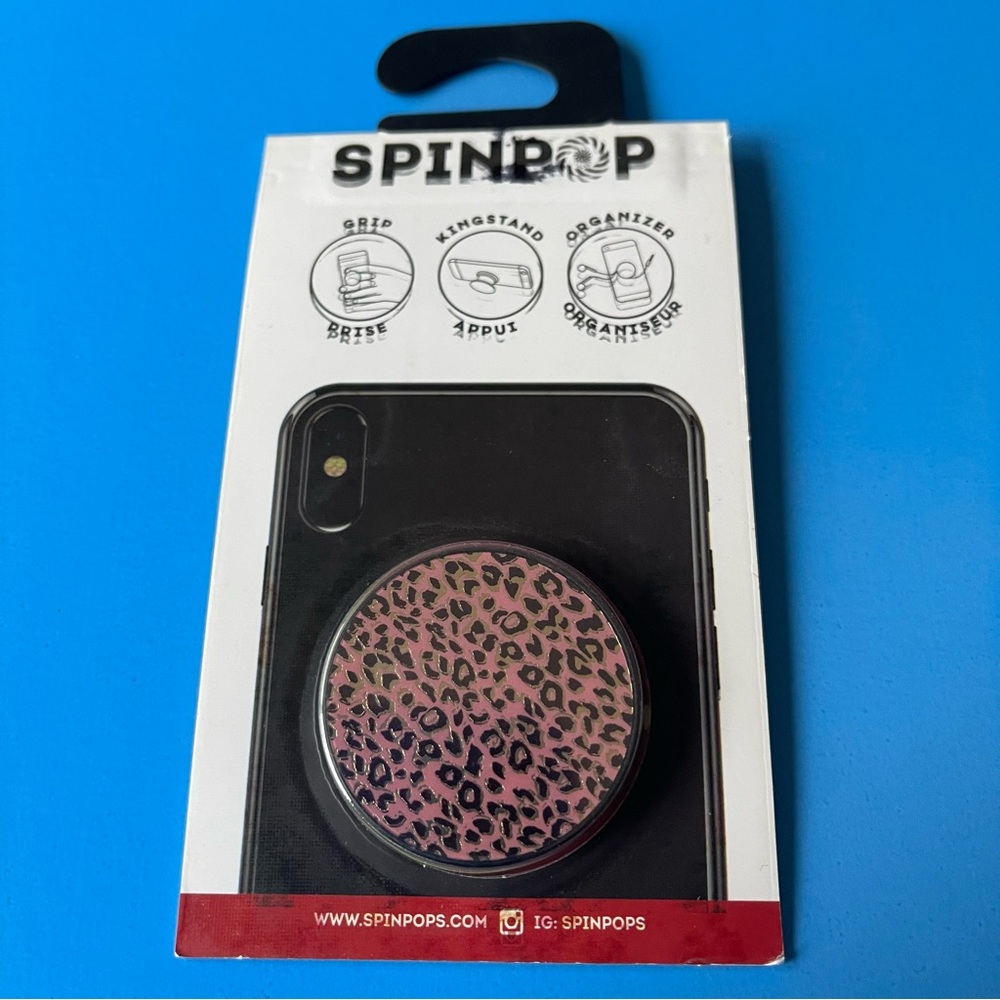 Gold Foil Leopard SpinPop: Phone Grip & Stand